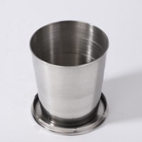 Stainless Steel Collapsible Cup with Protective Lid, Portable Outdoor Travel Camping Folding Cup, Small Metal Telescopic Cup