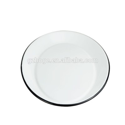 custom enamel plate sublimation white with black rim pass LFGB and FDA