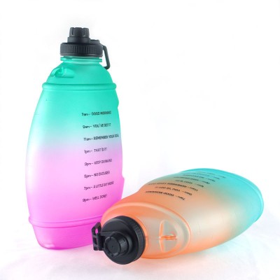 High quality 1 gallon PETG sport water bottle Gradient Color BPA free with time markers