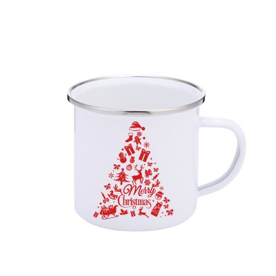 Christmas style enamel cups / Christmas trees, snowmen, elk ,Stainless steel edge, can be customized LOGO