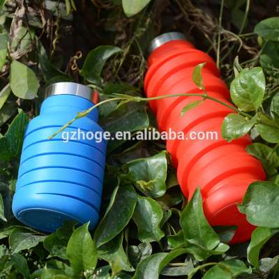 Eco friendly water bottle silicone folding vacuum cup  double wall thermos bottle