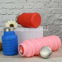 Promotional gift double wall stainless steel vacuum flask silicone folding sport bottle