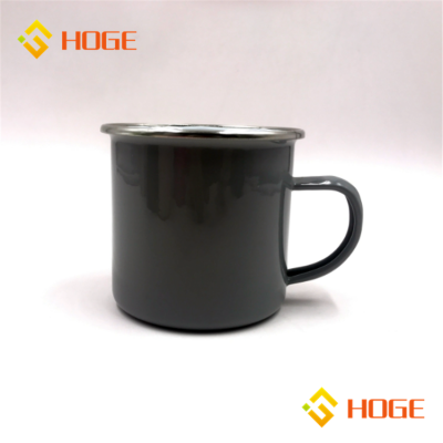 Mug with stainless steel edge/Enamel cup/enamel coffee mug/Handgrip