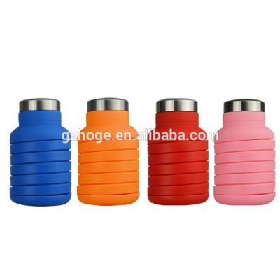 FDA/LFGB promotional gift thermos cup outdoor sport water bottle  silicone folding