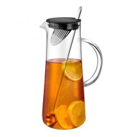 customized hand blown hot water glass juice pitcher with handle