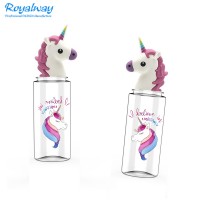 FDA standard new plastic kids water bottle with unicorn head lid